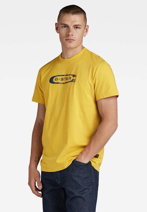 G-STAR - Distressed old school logo r t compact jersey o  - dk lemon