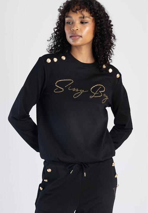 SISSY BOY - Raglan Sweat Top With Gold Detailing - Black