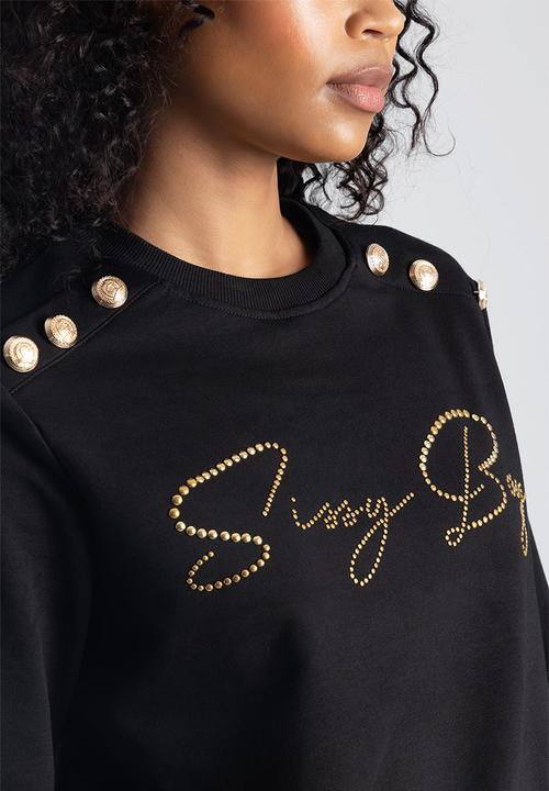 SISSY BOY - Raglan Sweat Top With Gold Detailing - Black