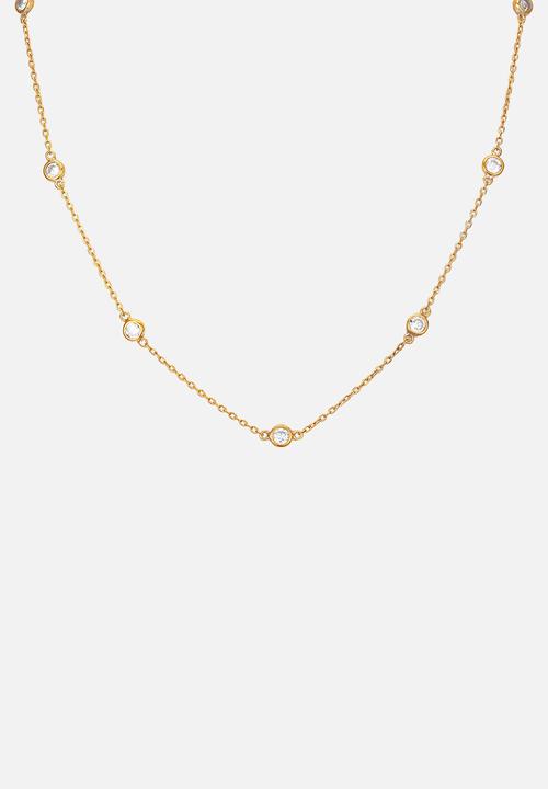 Zoe on Trend - Cz bezel chain necklace - gold