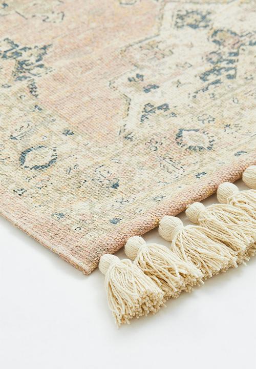 H&M - Fringed patterned rug - pink