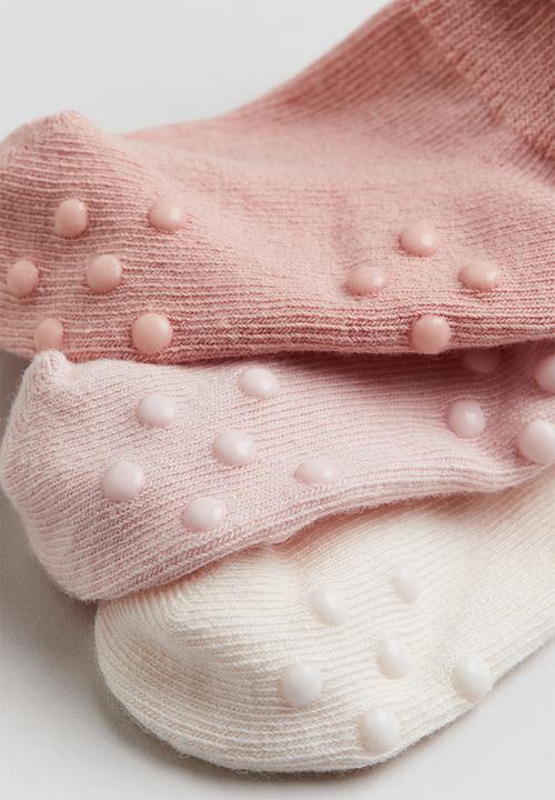 H&M - 3-Pack anti-slip-socks - pink & white