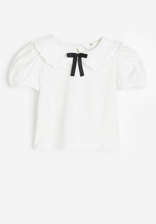 H&M - Collared jersey top - white