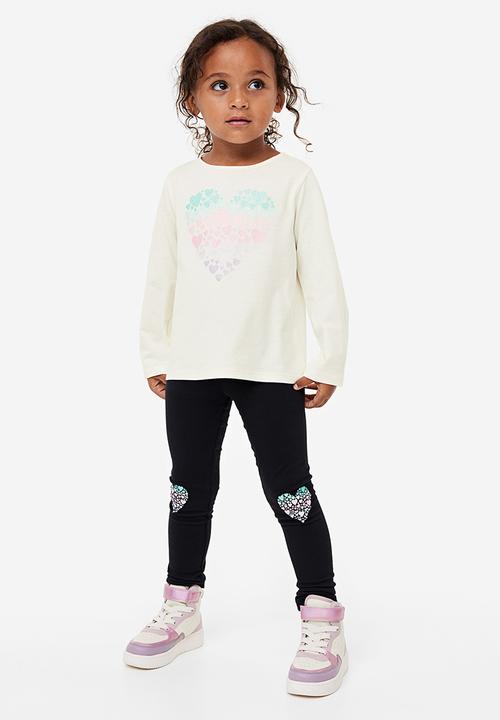 H&M - 3-Pack long-sleeved jersey tops - White Hearts