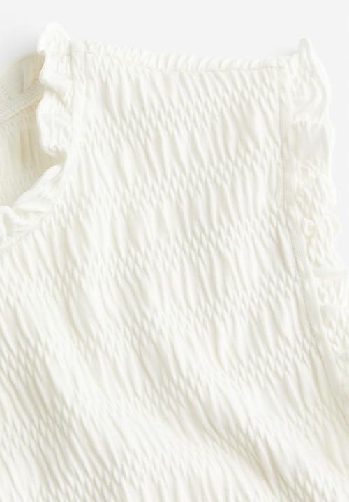 H&M - Smocked jersey top - white