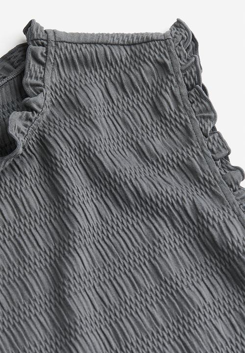 H&M - Smocked jersey top - grey