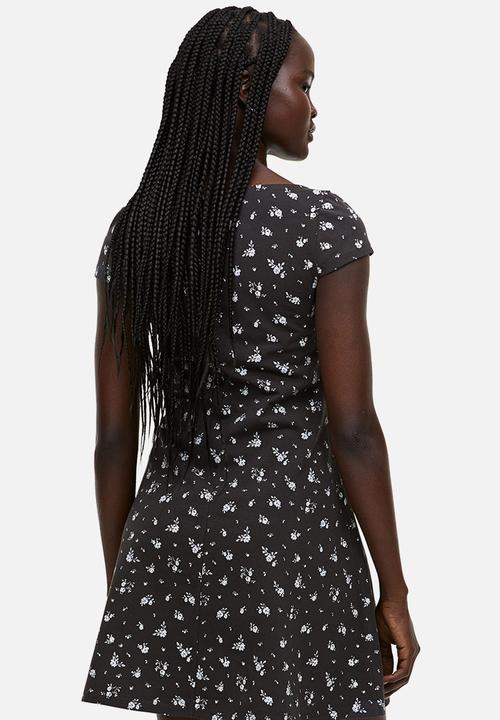 H&M - Cap-sleeved jersey dress - black