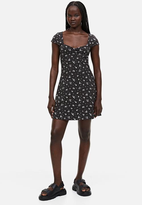 H&M - Cap-sleeved jersey dress - black