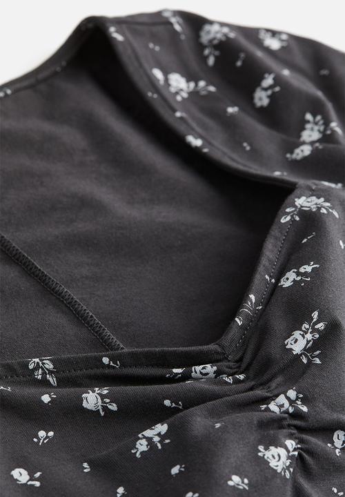 H&M - Cap-sleeved jersey dress - black