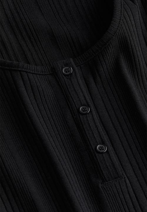 H&M - Button-top ribbed dress - black