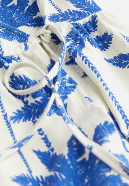 H&M - Cotton jersey wrap dress - cream & palm trees