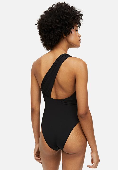 H&M - High leg one-shoulder swimsuit - black