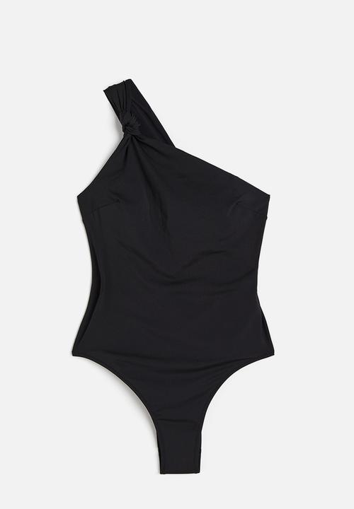 H&M - High leg one-shoulder swimsuit - black