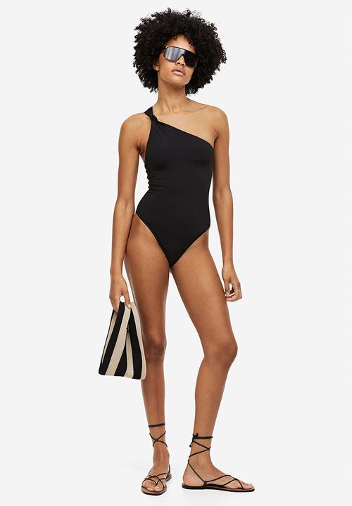 H&M - High leg one-shoulder swimsuit - black