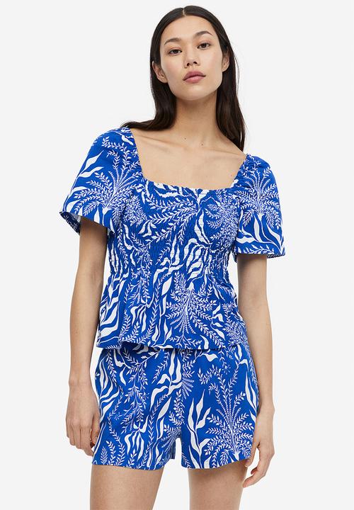 H&M - Pull-on shorts - bright blue leaves