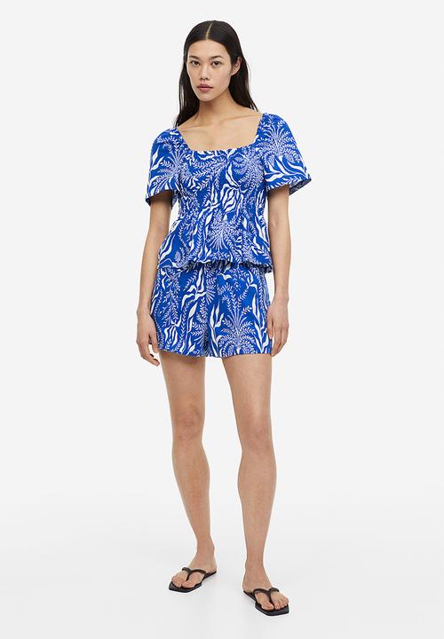 H&M - Pull-on shorts - bright blue leaves