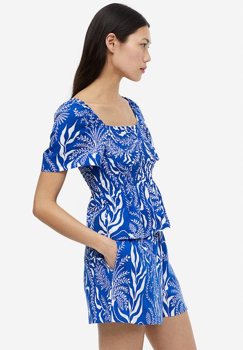 H&M - Pull-on shorts - bright blue leaves