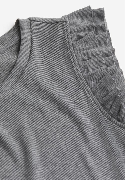 H&M - Flutter-sleeved bodycon dress - grey
