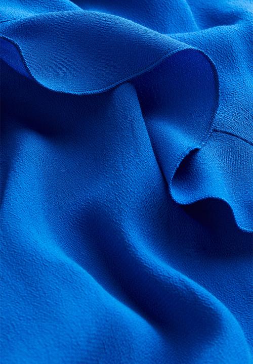 H&M - Flounce-trimmed crêpe dress - blue