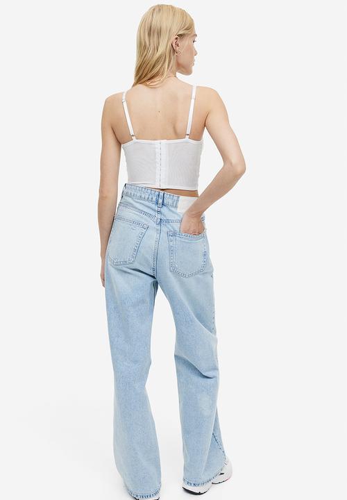 H&M - Lace-detail mesh bustier top - white