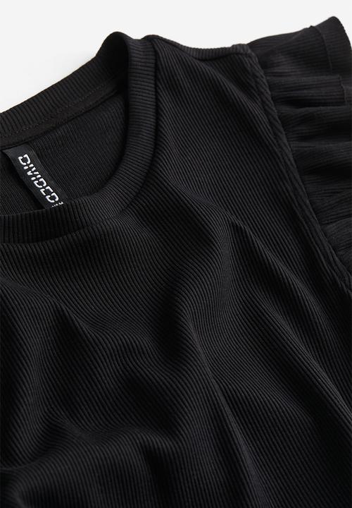 H&M - Flutter-sleeved bodycon dress - black