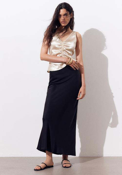 H&M - Ruched satin top - beige