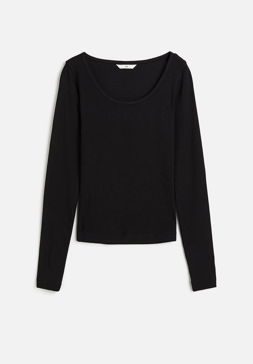 H&M - Ribbed modal-blend top - black