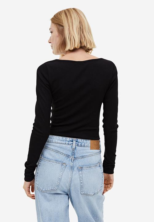 H&M - Ribbed modal-blend top - black