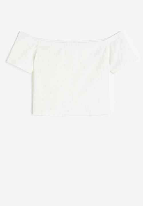 H&M - Ribbed off-the-shoulder top - white