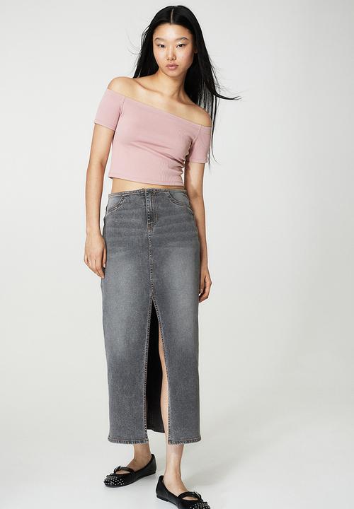 H&M - Ribbed off-the-shoulder top - pink