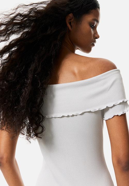H&M - Ribbed off-the-shoulder dress - grey