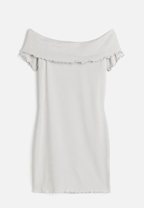 H&M - Ribbed off-the-shoulder dress - grey