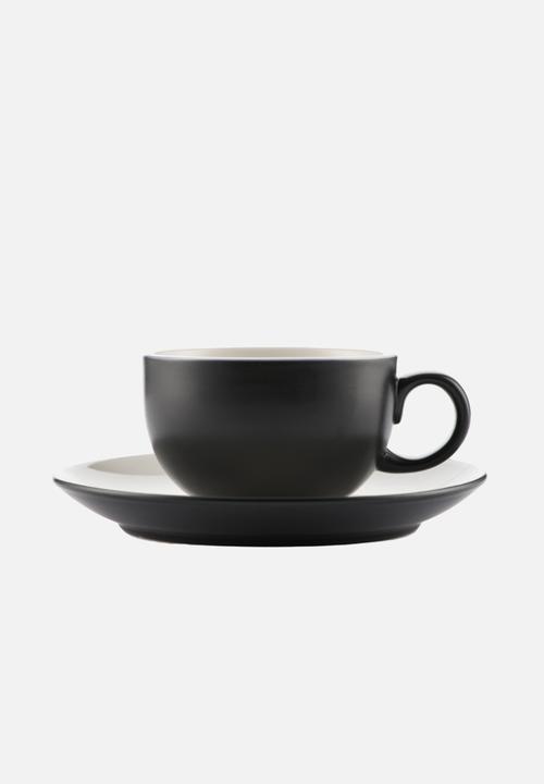 Omada - OMADA - Armonia Black Cup & Saucer Set of 4
