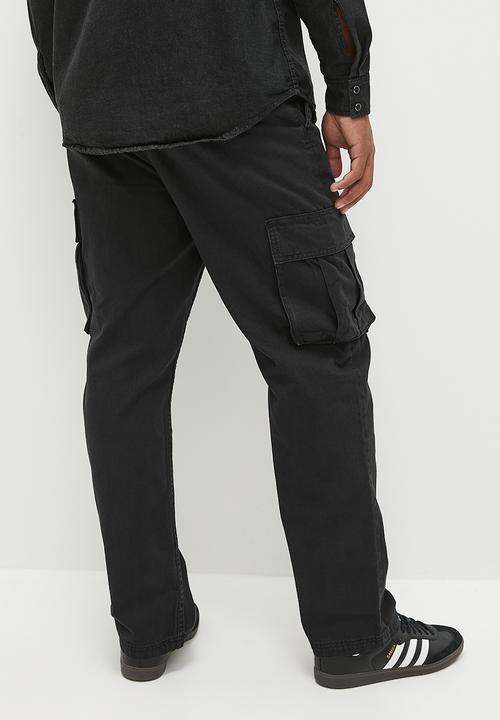 Factorie - Half half straight cargo pant - black