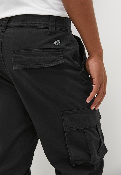 Factorie - Half half straight cargo pant - black