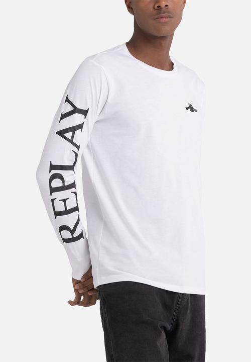 Replay - Long-sleeved T-shirt with print - white