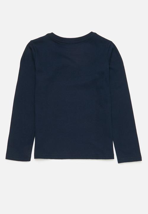Pop Candy - 2 Pack long sleeve graphic tee - navy and grey mel