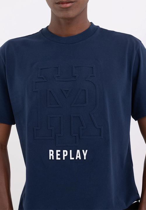 Replay - Jersey T-shirt with print - deep navy