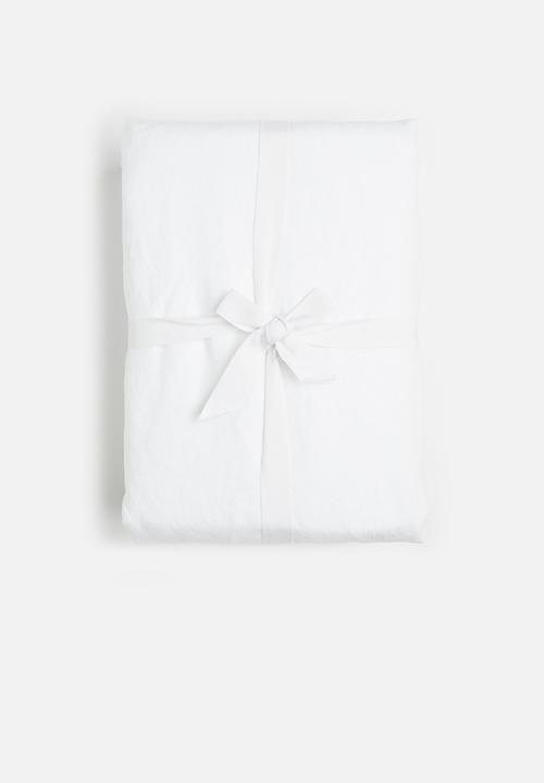 H&M - Linen double/king duvet cover set - white