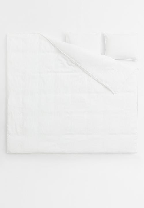 H&M - Linen double/king duvet cover set - white