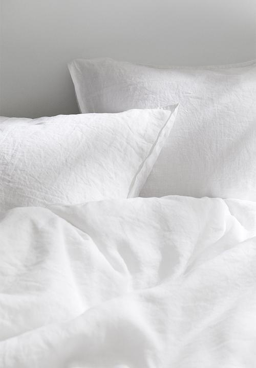 H&M - Linen double/king duvet cover set - white