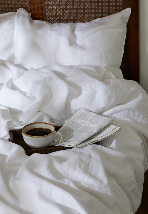 H&M - Linen double/king duvet cover set - white