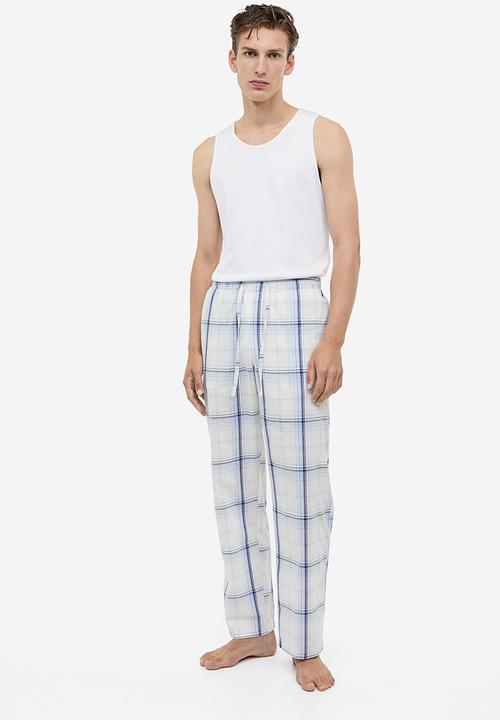 H&M - Relaxed fit pyjama bottoms - Light blue Checked