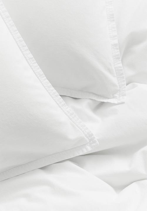 H&M - Washed cotton double/king duvet cover set - white