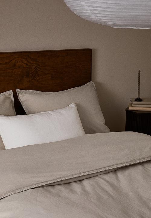 H&M - Washed cotton double/king duvet cover set - beige