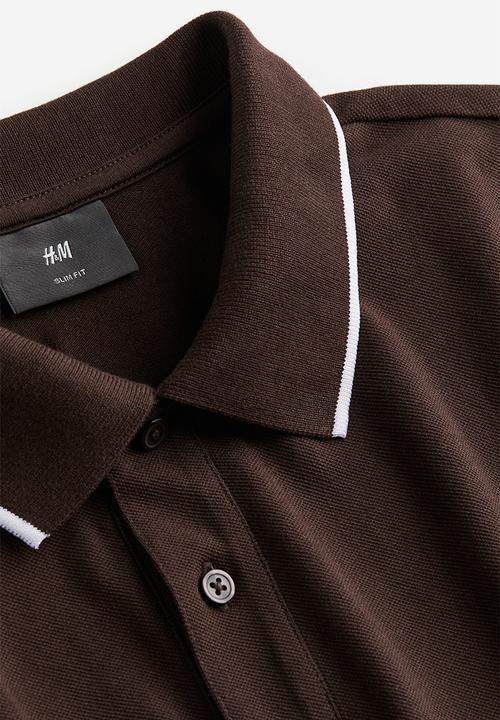 H&M - Slim fit cotton polo shirt - brown
