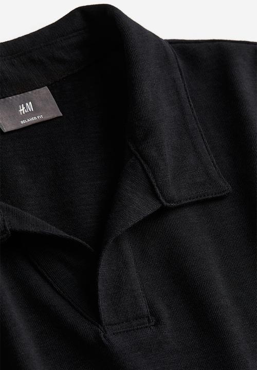 H&M - Relaxed fit cotton polo shirt - black
