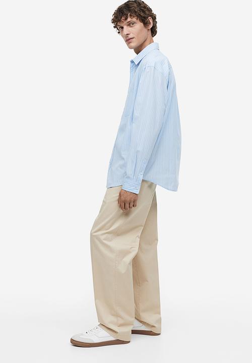 H&M - Relaxed fit poplin shirt - Light blue Striped