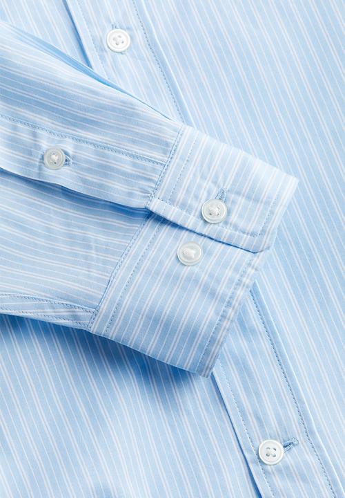 H&M - Relaxed fit poplin shirt - Light blue Striped