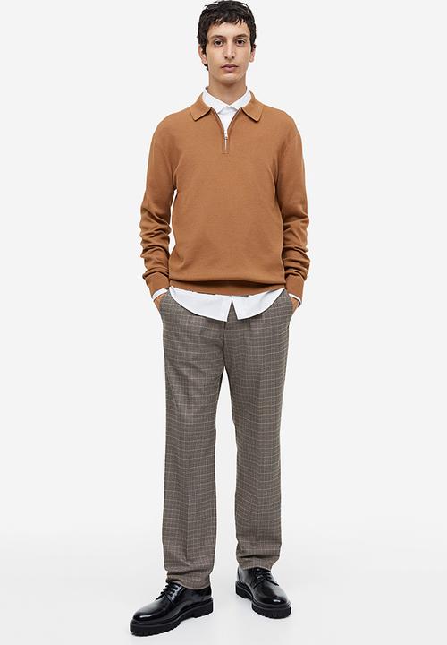H&M - Slim fit zip-top polo shirt - brown